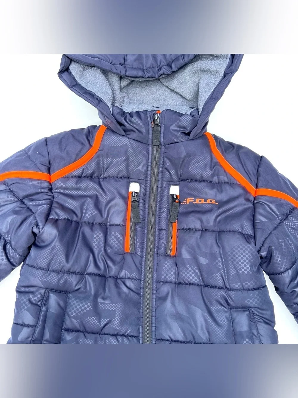 USED! London Fog Boys'  Camo Puffer Jacket Navy 5/6